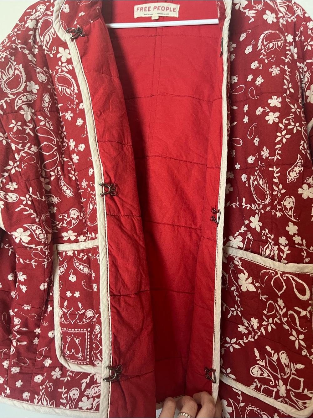 Sold Out Free People Chloe Jacket in Brick - Bandana Print Quilted Boho Western - Picture 8 of 10